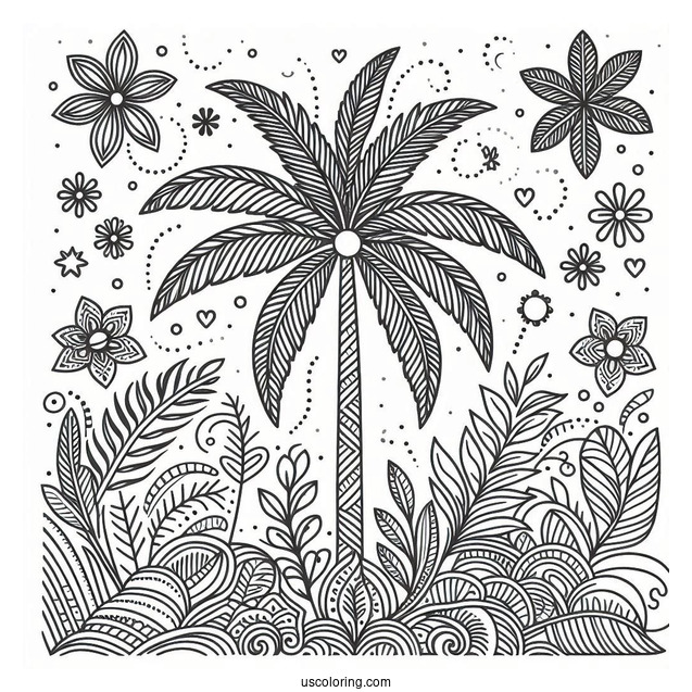 Palm Tree Pattern Coloring Page