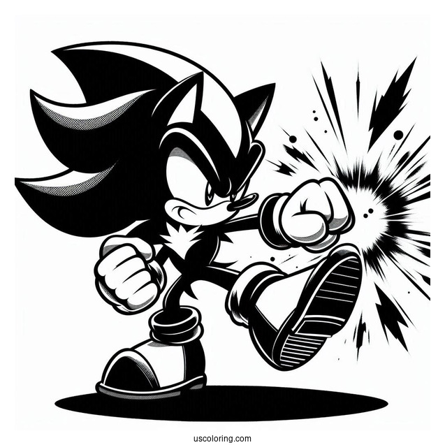 Shadow Coloring Page Punching Sonic