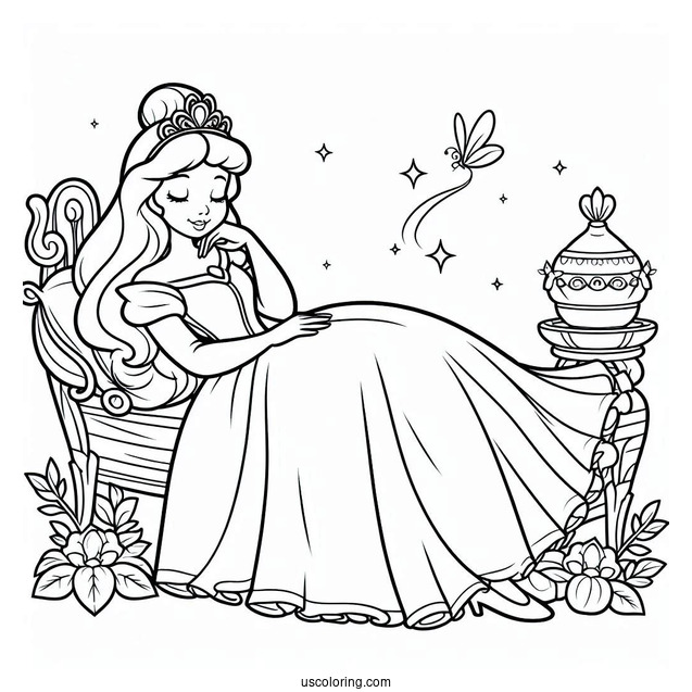 Sleeping Beauty Coloring Page Of Fairy Godmother Fauna For Preschoolers