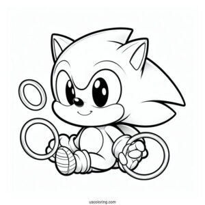 Baby Sonic With Rings To Color