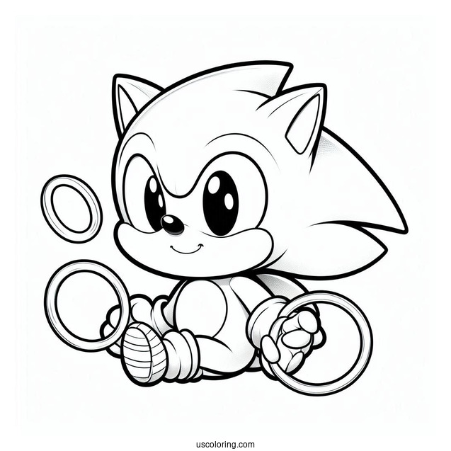 Baby Sonic With Rings To Color