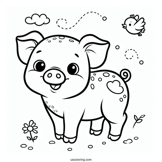 Simple Cartoon Pig To Color For Preschoolers