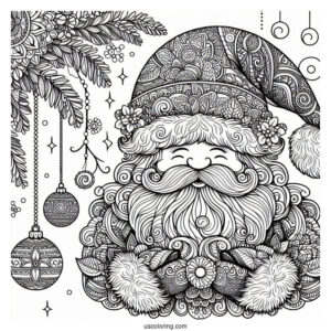 Detailed Santa Claus Mandala For Adults