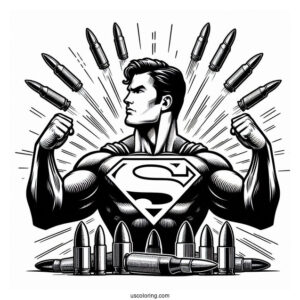 Superman Reflecting Bullets Coloring Page