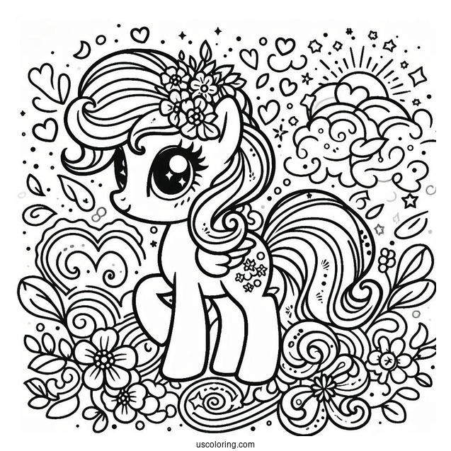 Retro My Little Pony Coloring In For Young Kids