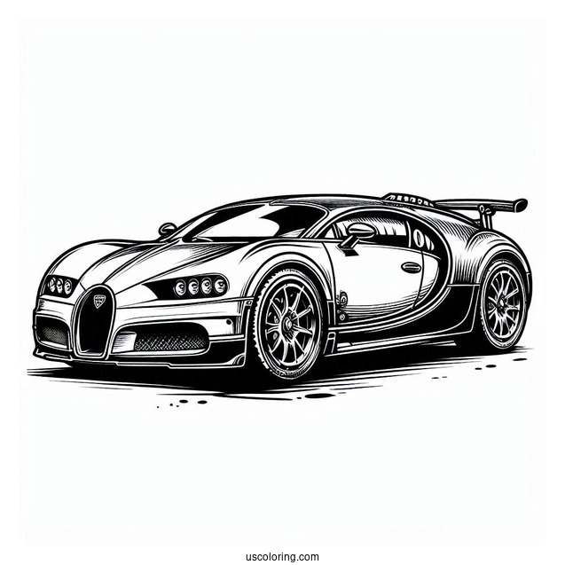 Easy Bugatti Coloring Page Dive For Kids