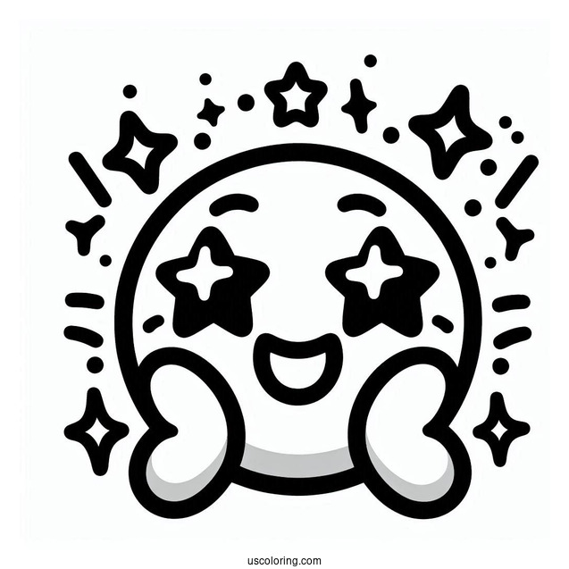Star Struck Emoji Coloring Page