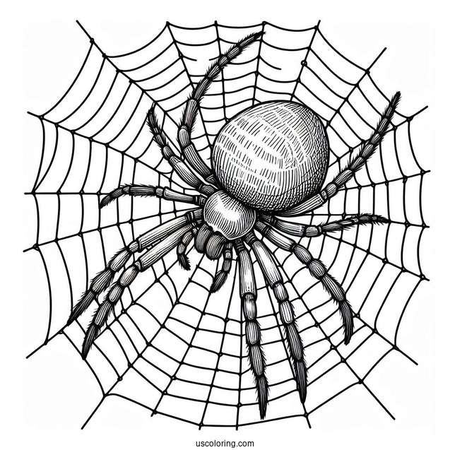 Big Spider On Web Coloring Page