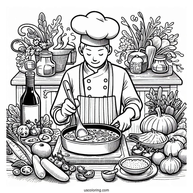 Ratatouille Coloring Page Cooking With Alfredo And Colette