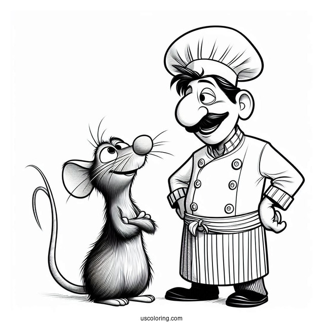 Pixar Coloring Page of Alfredo And Remy From Ratatouille