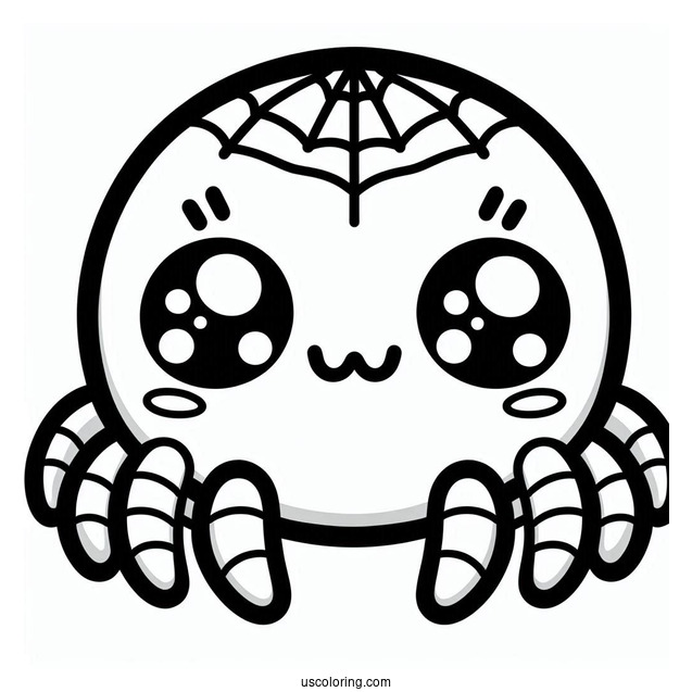 Adorable Kawaii Spider Coloring Page