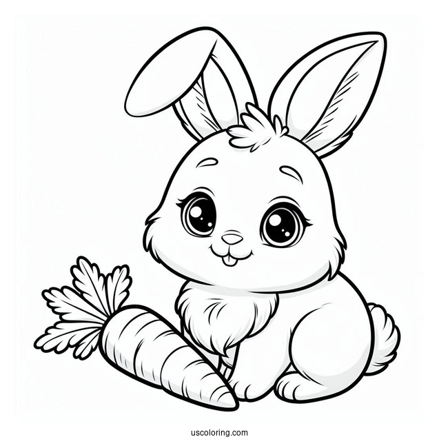 Petter Rabbit Holding Carrot Coloring Page