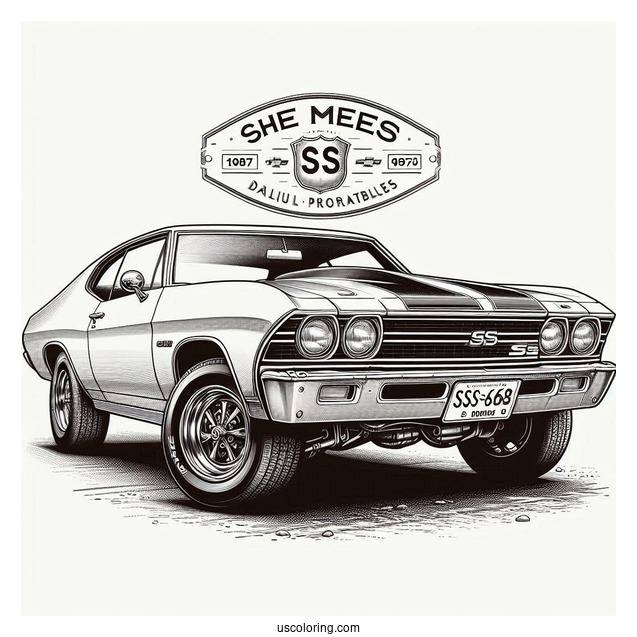 Vintage Chevrolet Chevelle SS Coloring Page