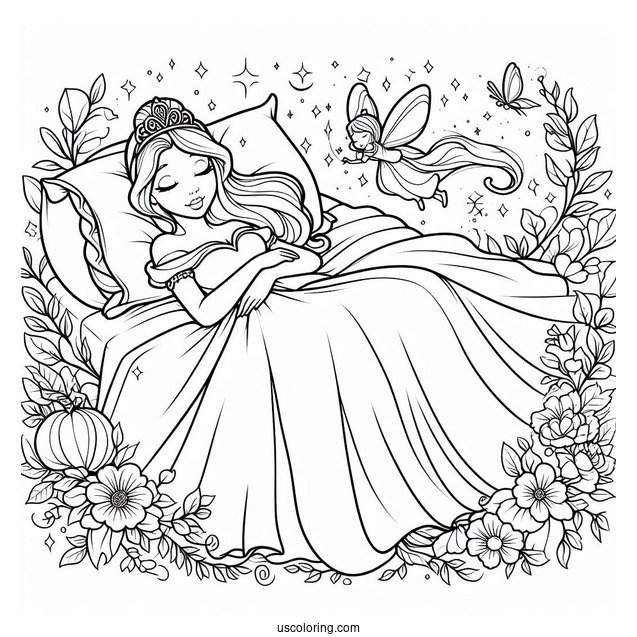 Sleeping Beauty Coloring Page Of Fairy Godmother Flora For Kids