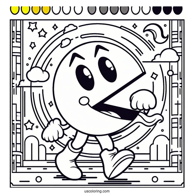 Simple Pac-Man Coloring Page With Cape For Preschoolers