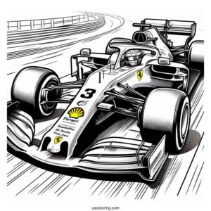 Ferrari F1 Coloring Page SF 23 On Race Track