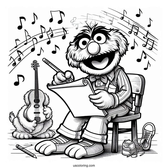 Muppets Coloring Page Of Rowlf The Dog Writing Music For Kids