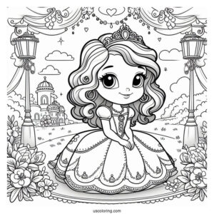 Sofia The First Coloring Page Curtsying For Kids