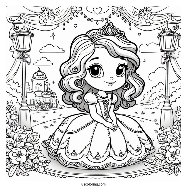 Sofia The First Coloring Page Curtsying For Kids