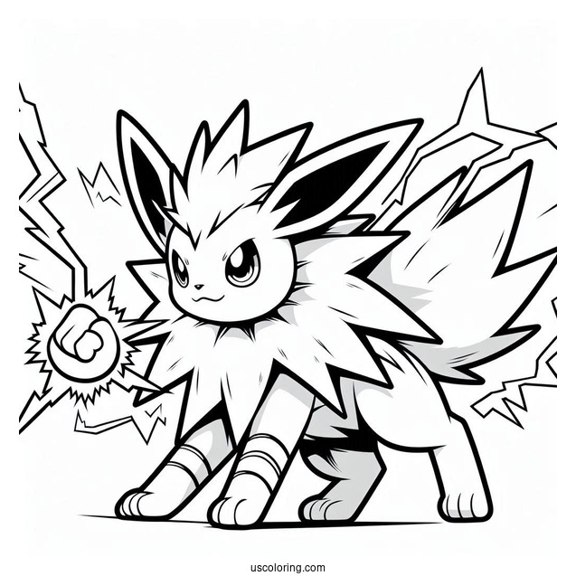 Jolteon Coloring Page In Battle Mode