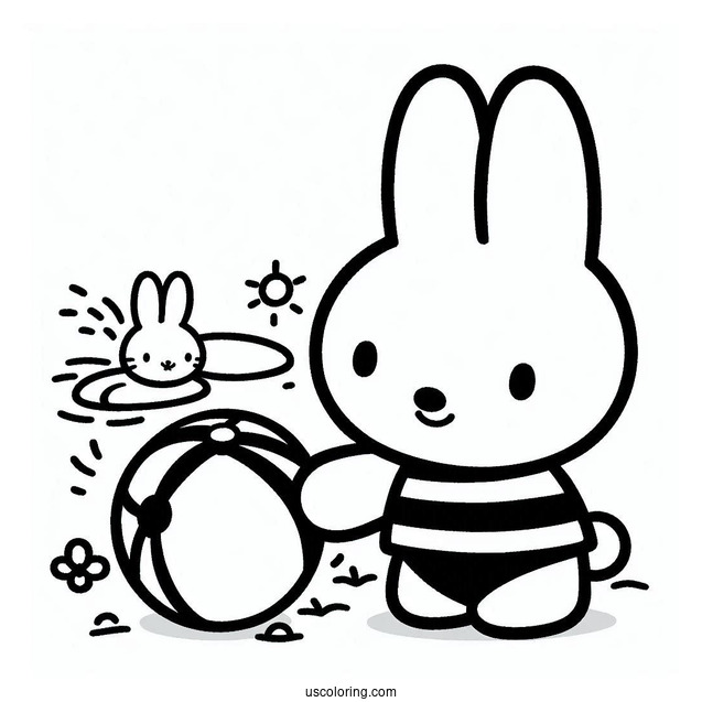 Melanie And Miffy Coloring Page Playing Beach Ball For Kids