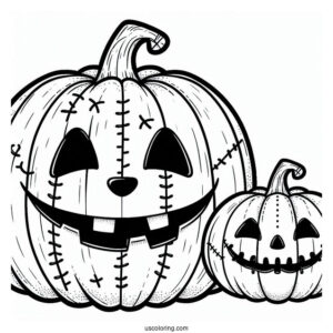 Pumpkin Coloring Page Of Jack O Lantern With Mouth Stitches