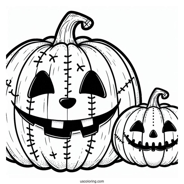 Pumpkin Coloring Page Of Jack O Lantern With Mouth Stitches