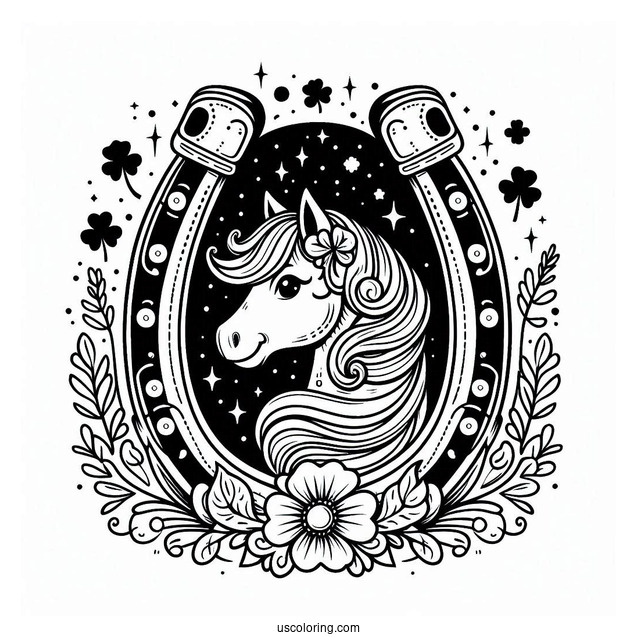 St Patrick_s Day Lucky Horseshoe To Color