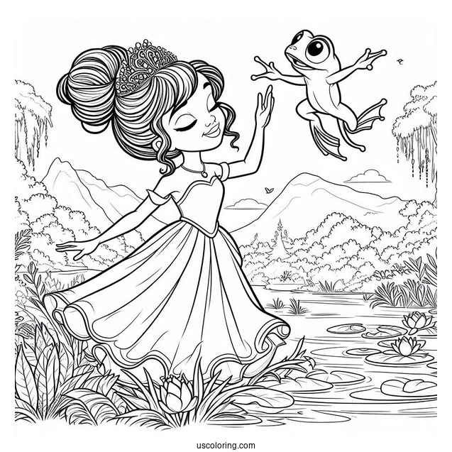 Easy Tiana And Naveen Coloring In For Kids