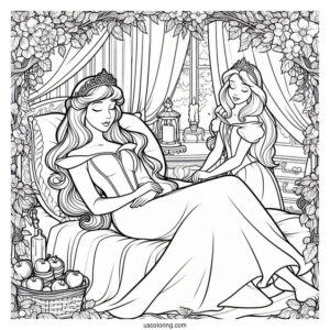 Young Sleeping Beauty Coloring Page Aurora For Kids