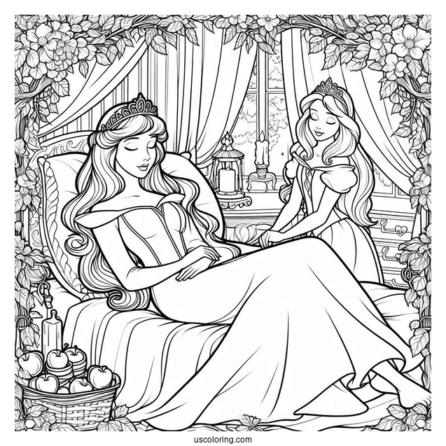 Young Sleeping Beauty Coloring Page Aurora For Kids