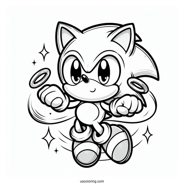 Baby Sonic With Rings To Color