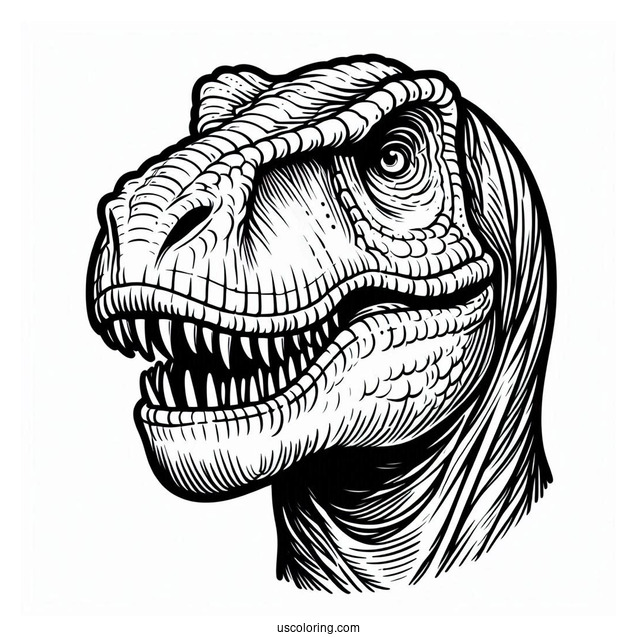 Close Up Of T-Rex Head Coloring Sheet