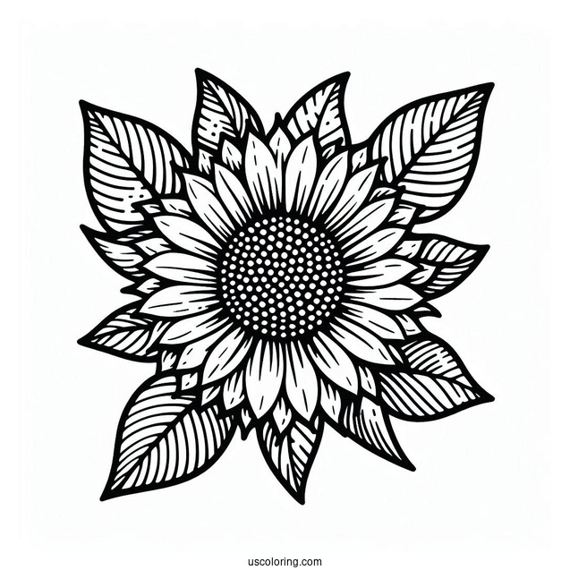 Small Outline Of A Sunflower