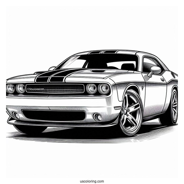 Detailed Dodge Challenger Coloring Sheet