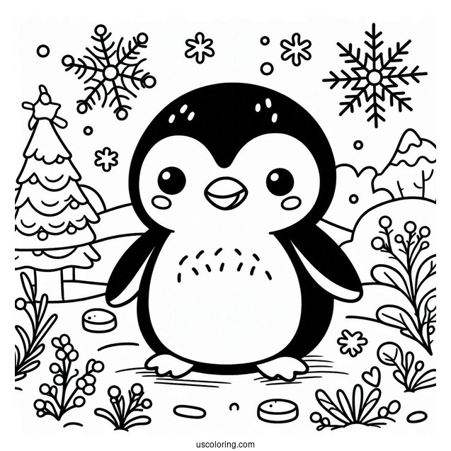 Little Blue Penguin Coloring Page For Preschoolers