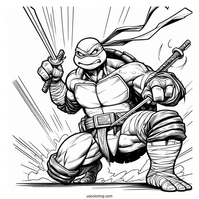 Ninja Turtles Coloring Page Of Simple Leatherhead Charging