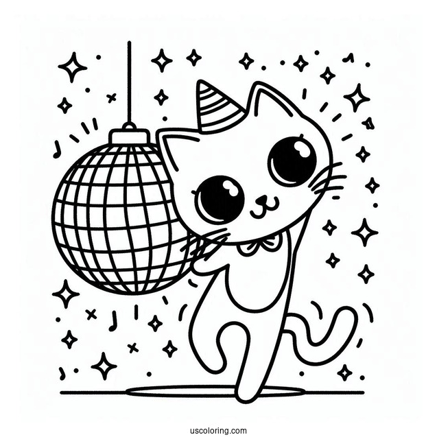 Pete The Cat At a Disco To Color