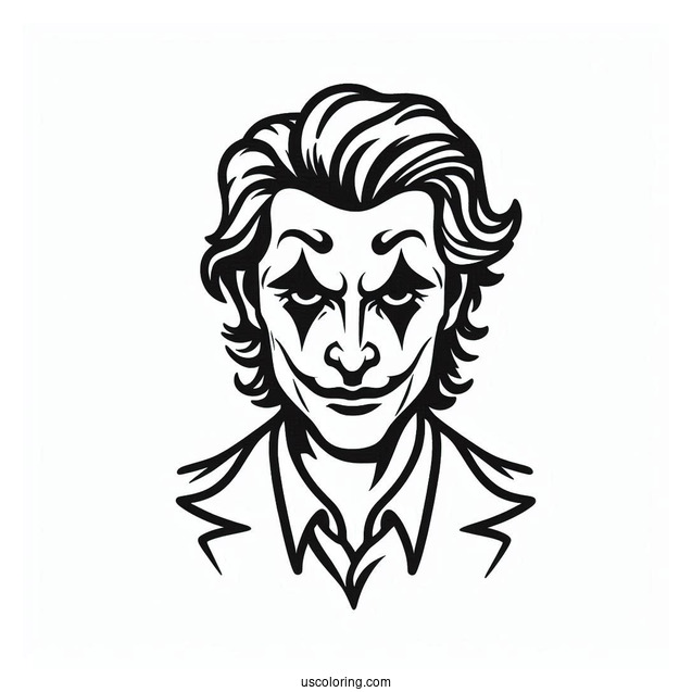 Simple Outline Of Joker Coloring In For Kids