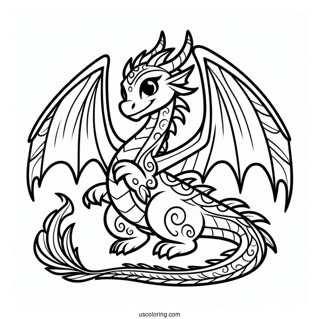 Easy To Color Dragon For Kids