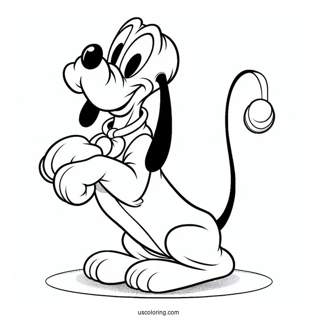 Pluto Coloring Page In Play Bow Pose For Kids