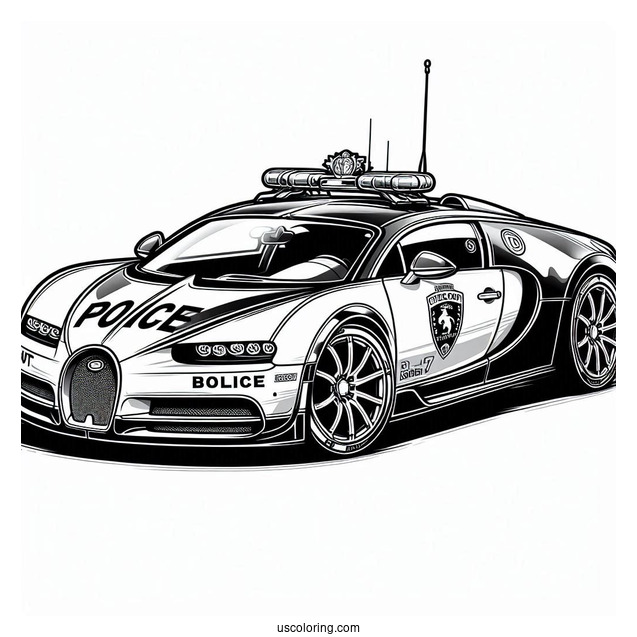 Bugatti Coloring Page Veyron Interceptor Police Car For Kids