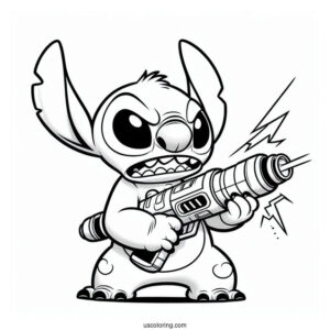 Lilo & Stitch Coloring Page Of Angry Leroy Holding Plasma Blaster