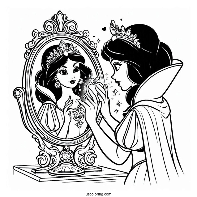 The Evil Queen In The Magic Mirror Coloring Page