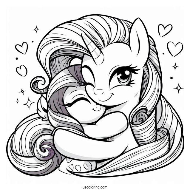 Rarity Coloring Page Hugging Twilight Sparkle