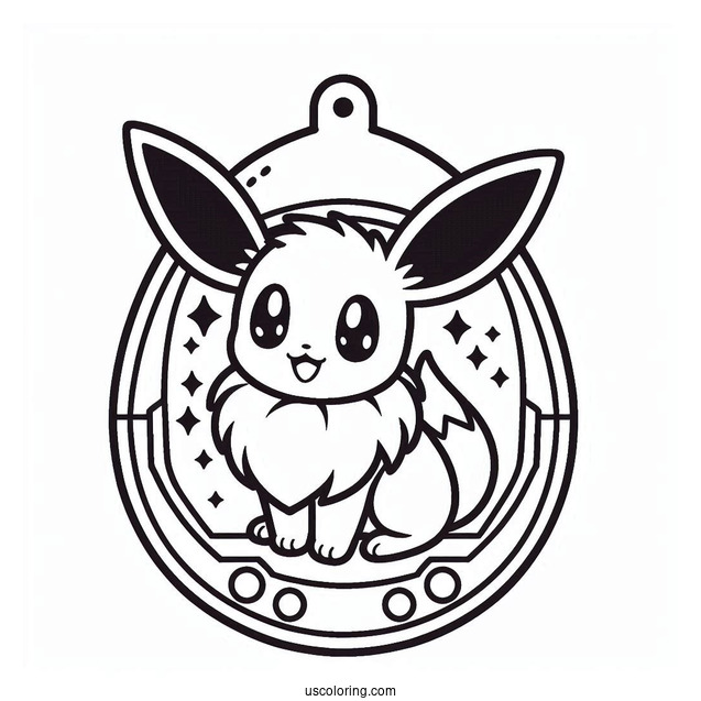 Eevee Inside A Tamagotchi Coloring Page For Preschoolers