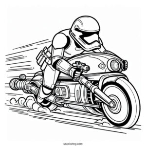 Stormtrooper Coloring Page Riding Speeder Bike For Kids