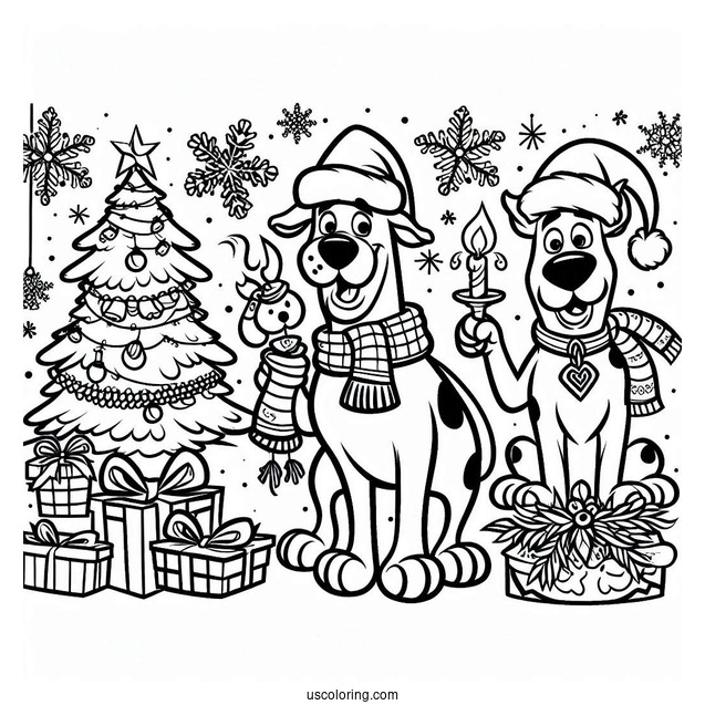 Coloring Page Of Christmas Themed Scooby-Doo
