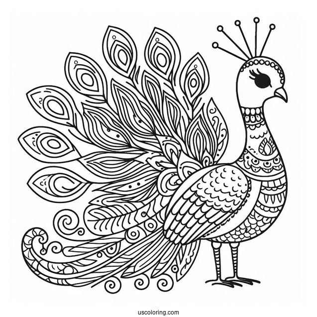 Cute Peacock Coloring In