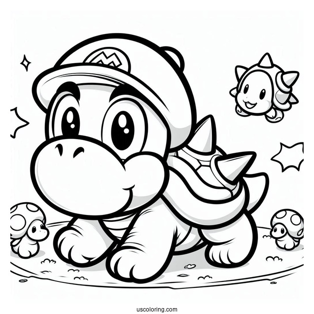 Playful Baby Bowser To Color